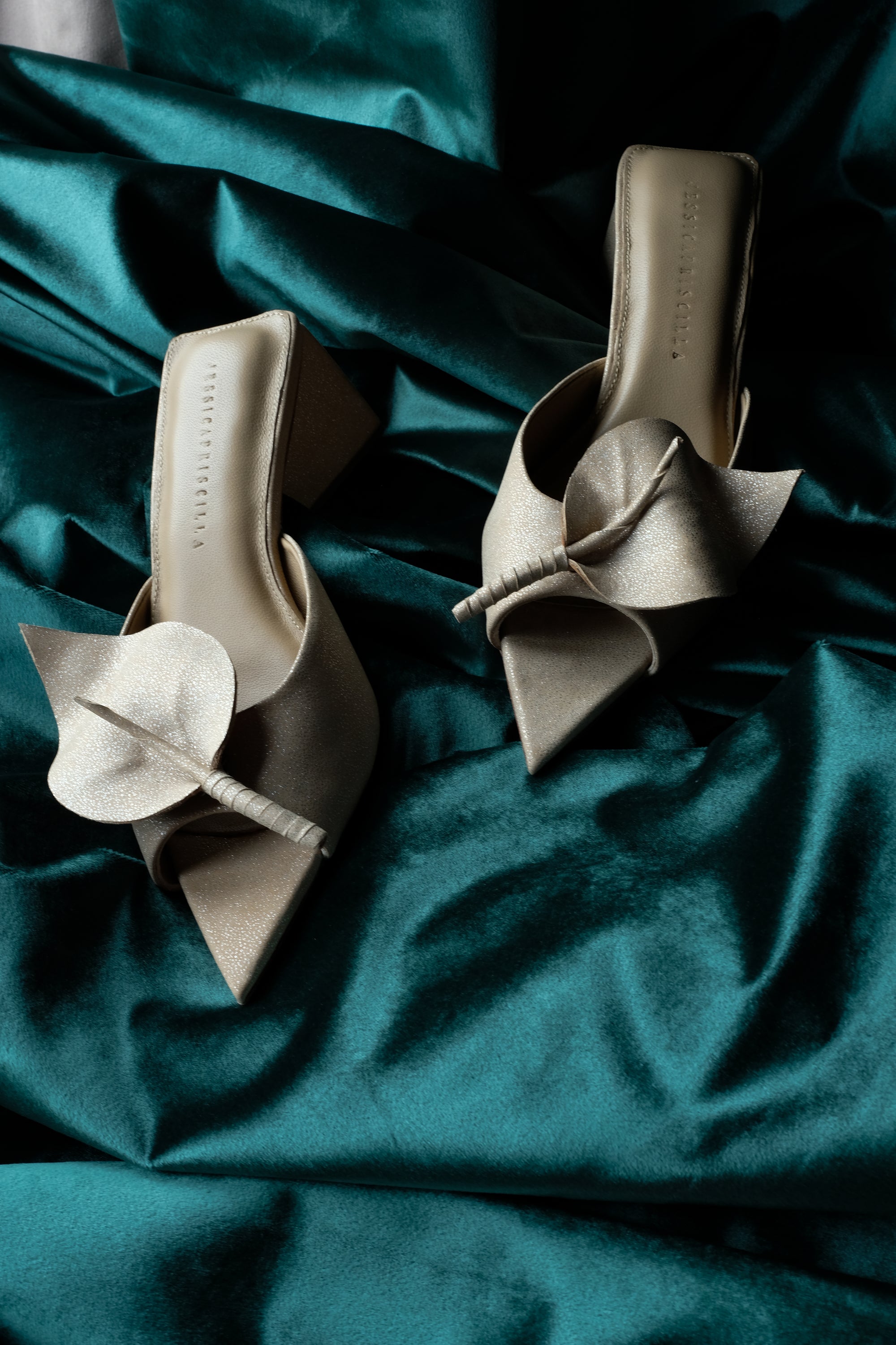 Calla Lily Clip On Shoes Accessories in Sparkling Beige