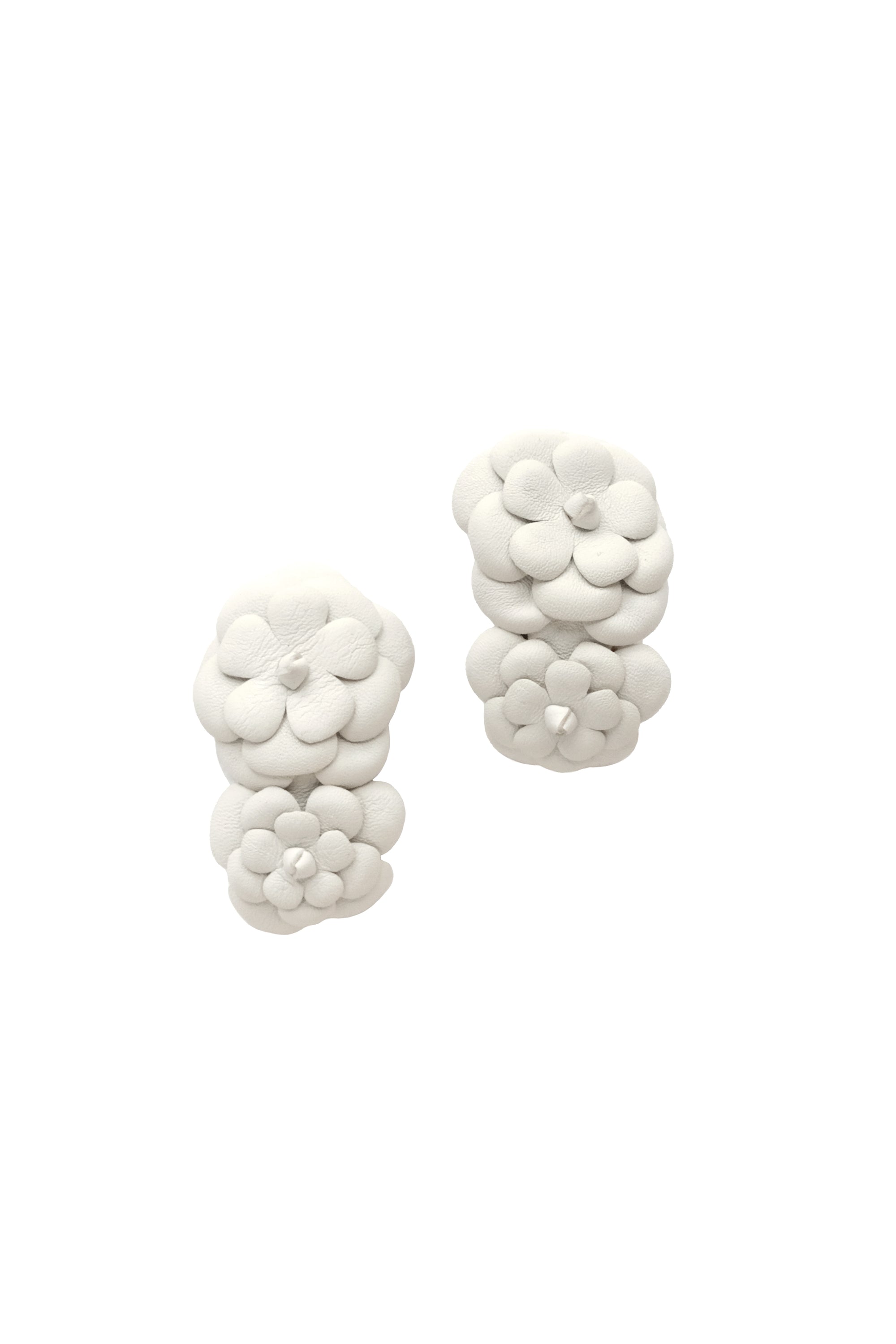 Double Camellia Clip On Shoes Accessories in White
