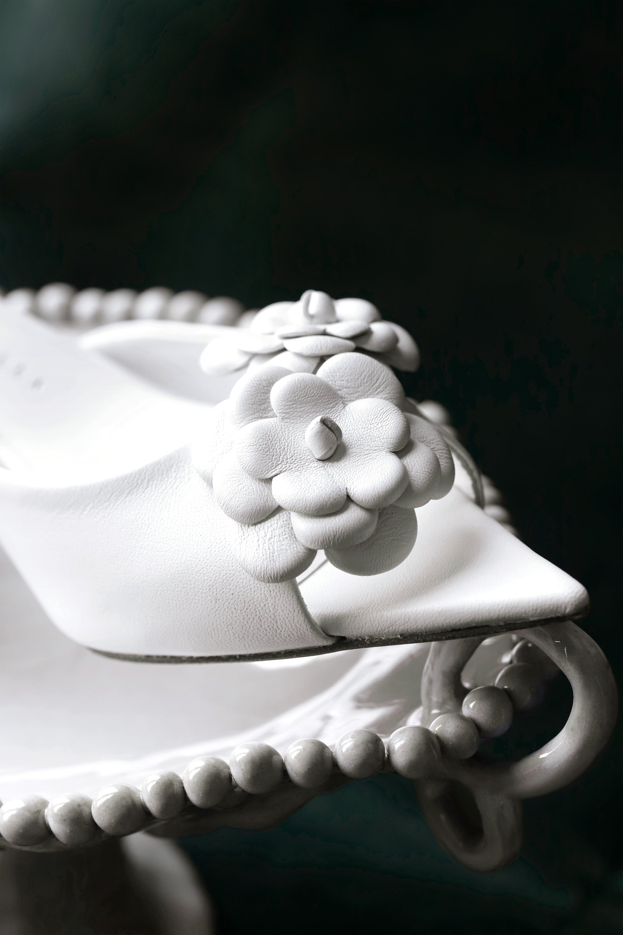 Double Camellia Clip On Shoes Accessories in White