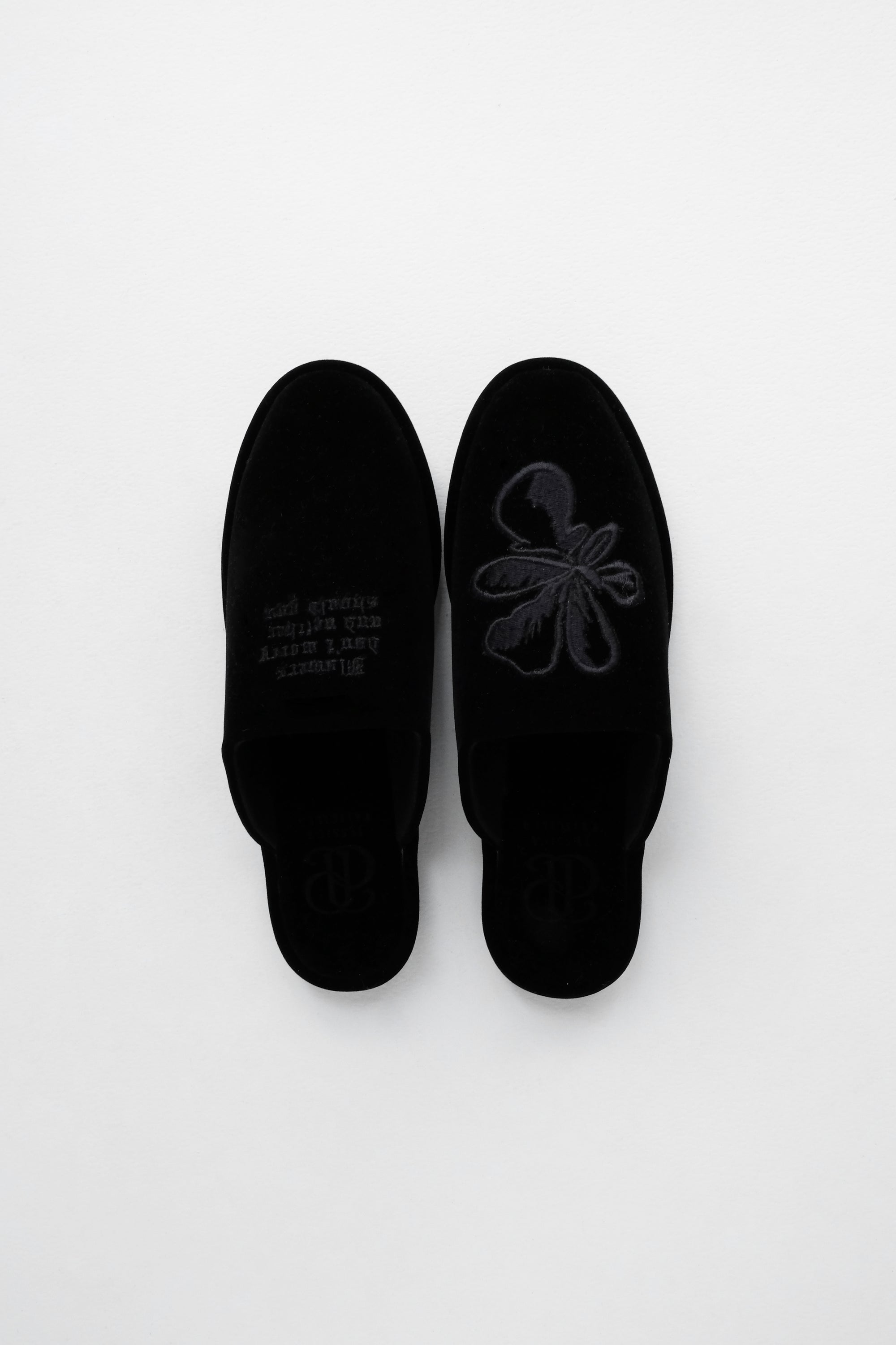 Flowers Don't Worry Home Slippers in Black