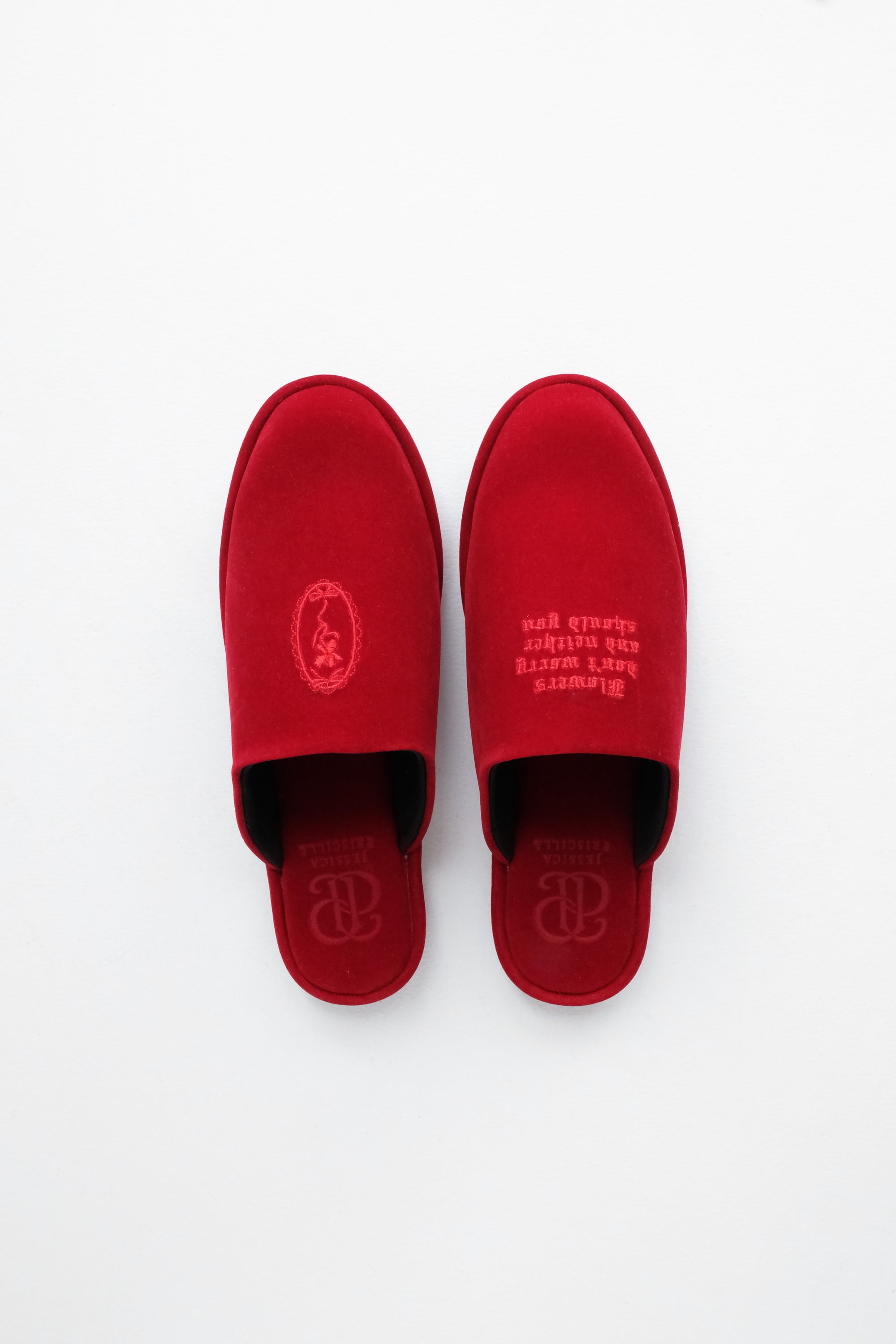 Small Flowers Don't Worry Home Slippers in Red