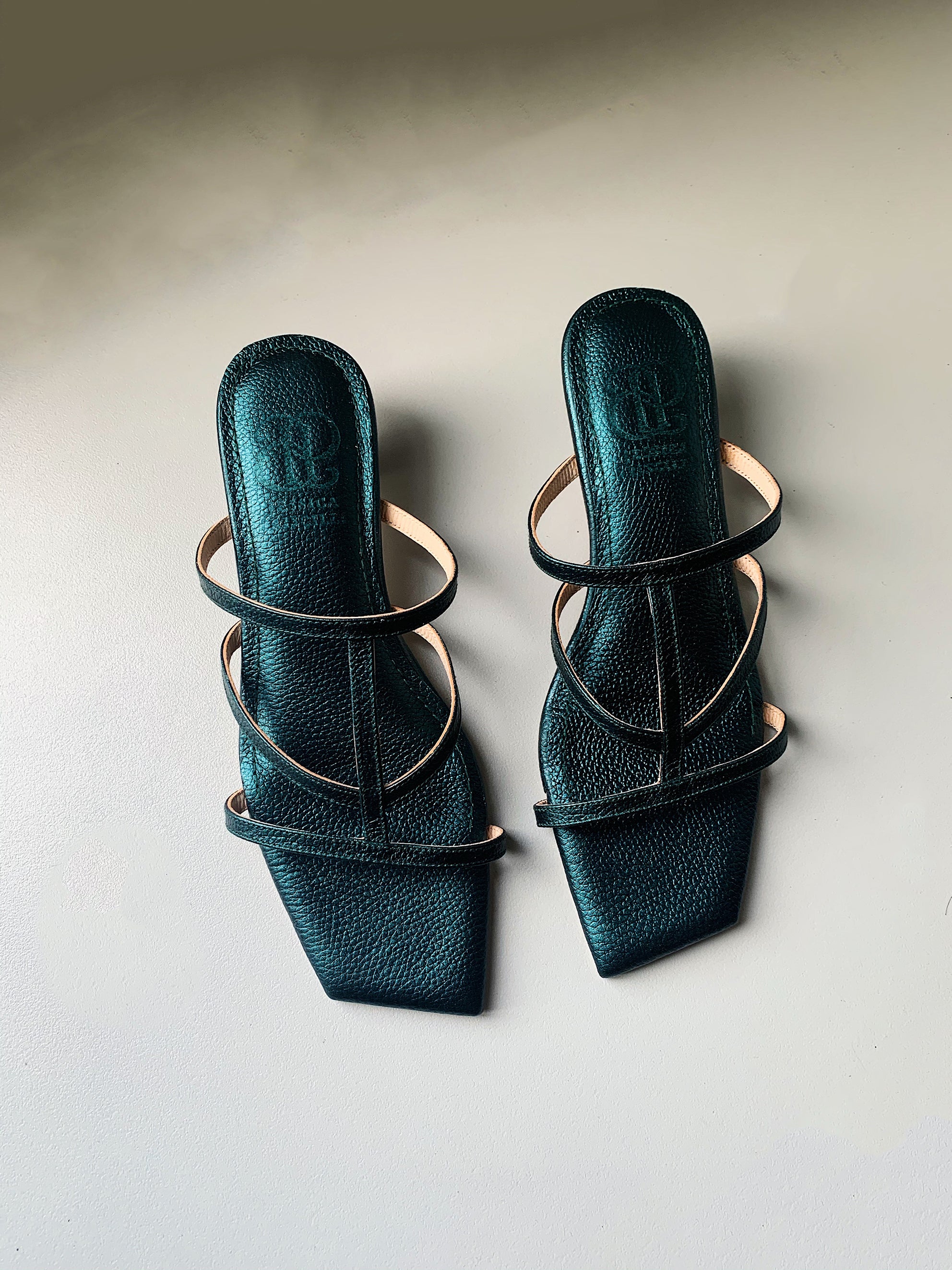Jemima Sandals in Metallic Green