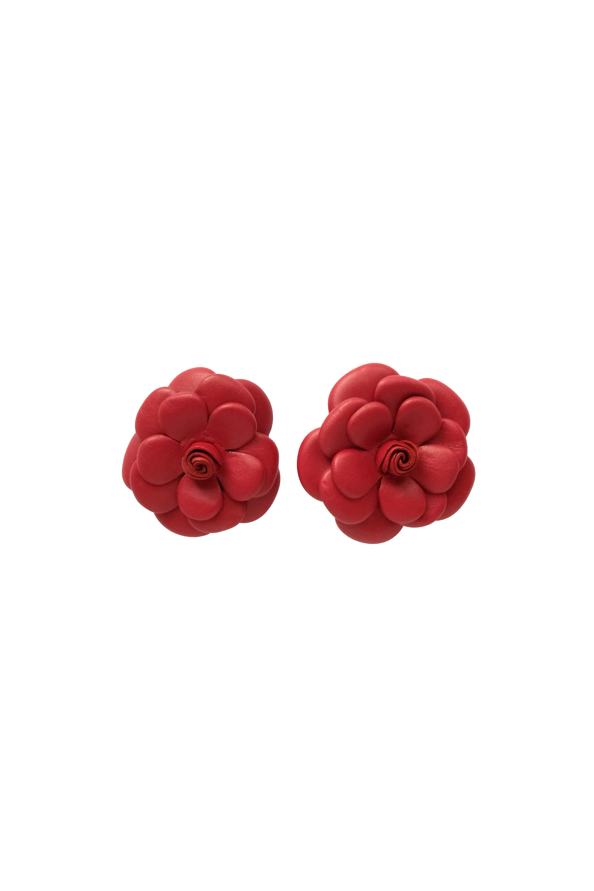Single Camellia Clip On Shoes Accessories in Red